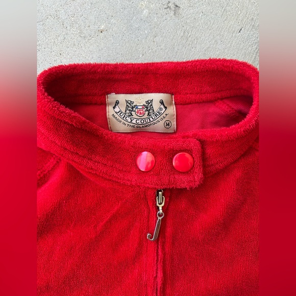 Vintage Juicy Couture red velour full-zip jacket Women Size medium - Picture 4 of 7